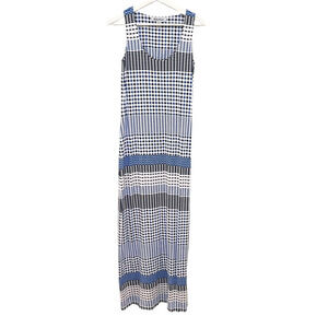TOMMY BAHAMA Maxi Tank Knit Dress, Blue Multi Dots Size Small